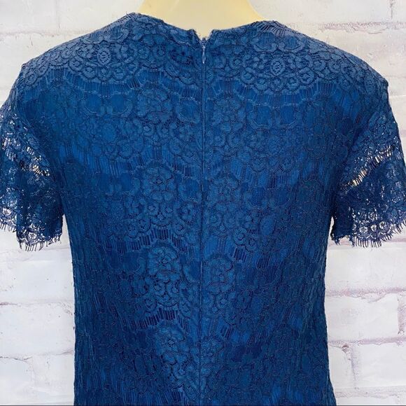 Lulu’s Love You For Eternity Navy Blue Lace Shift Dress size S - Picture 3 of 9